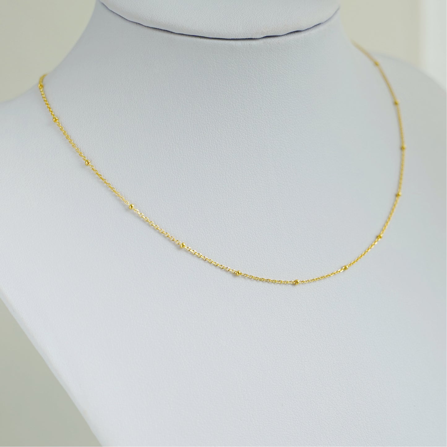 Sterling Silver 1mm Flat Beaded Satellite Choker Belcher Curb Trace Chain Necklace 3 Tones - sugarkittenlondon