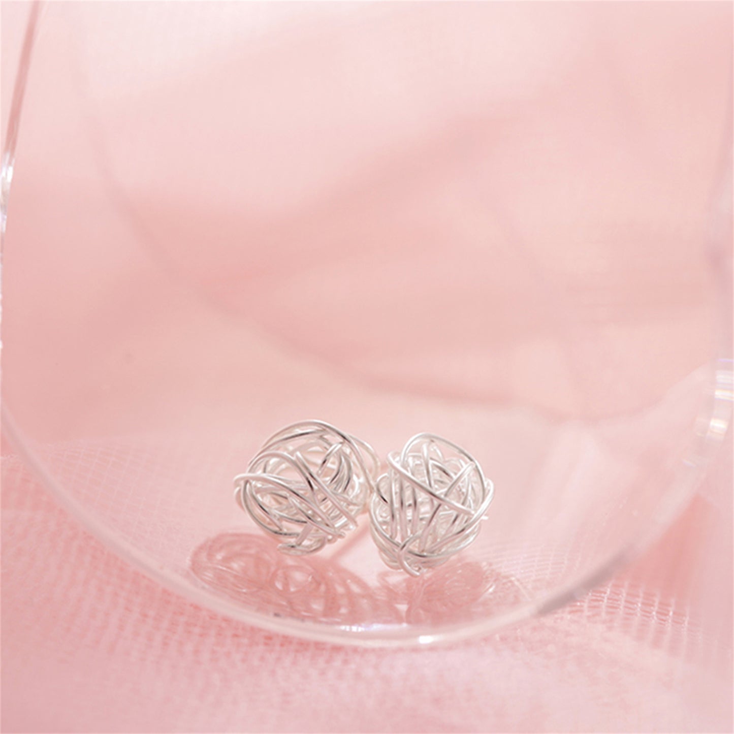 Sterling Silver 8mm Twisted Love Knot Wool Ball Stud Earrings