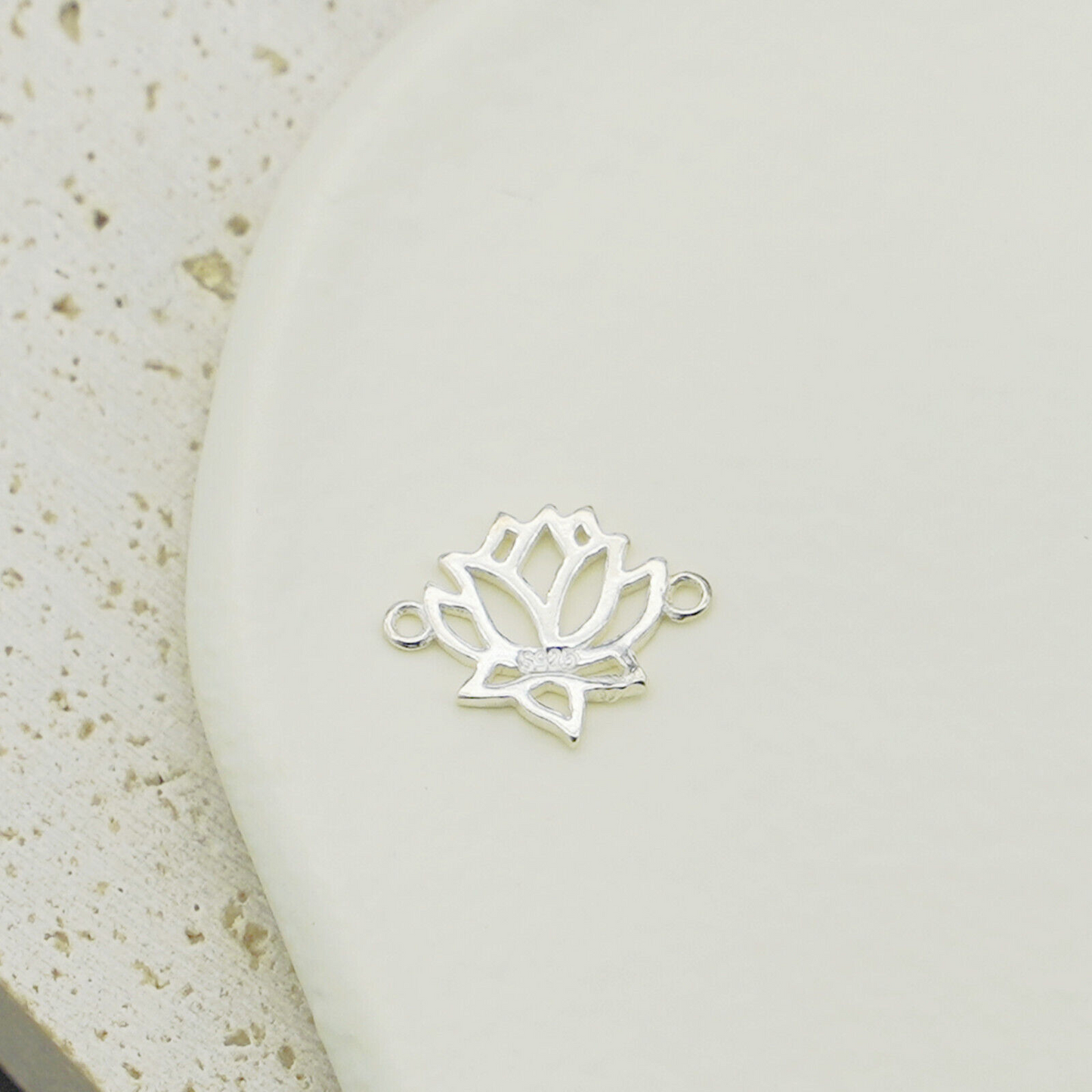 Sterling Silver Lotus Flower Yoga Zen Namaste Jewellery Connector Pendant Charm