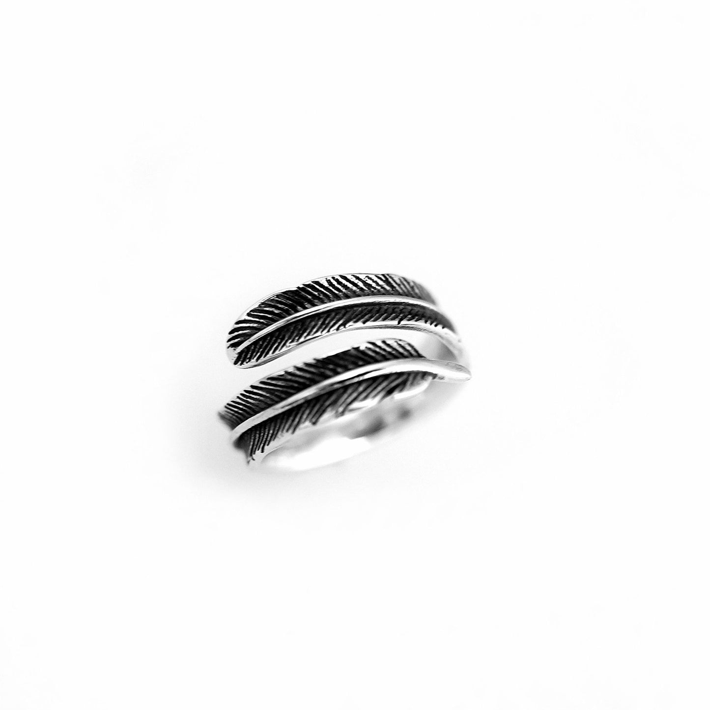 Sterling Silver Oxidized Feather Wing Angel Leaf Wrap Open Pinky Ring UK - sugarkittenlondon
