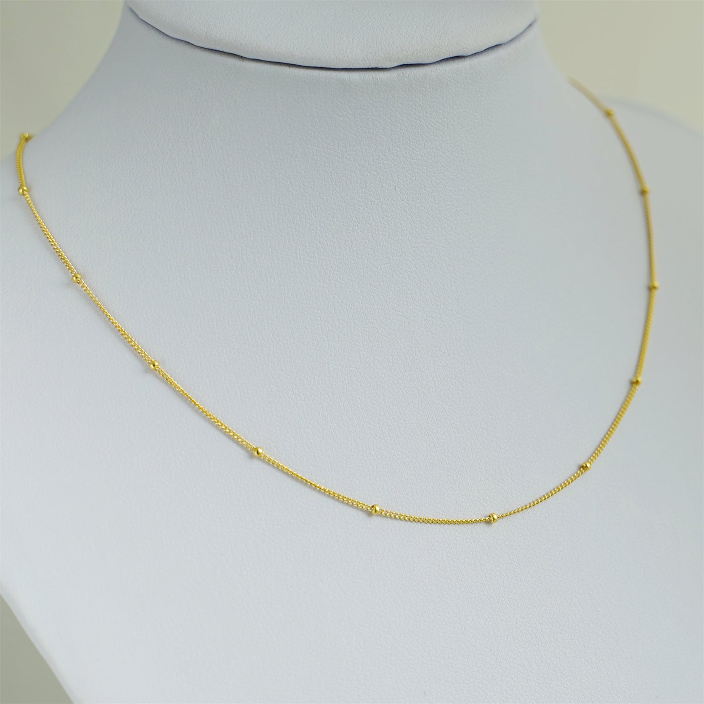 Sterling Silver 1mm Flat Beaded Satellite Choker Belcher Curb Trace Chain Necklace 3 Tones - sugarkittenlondon