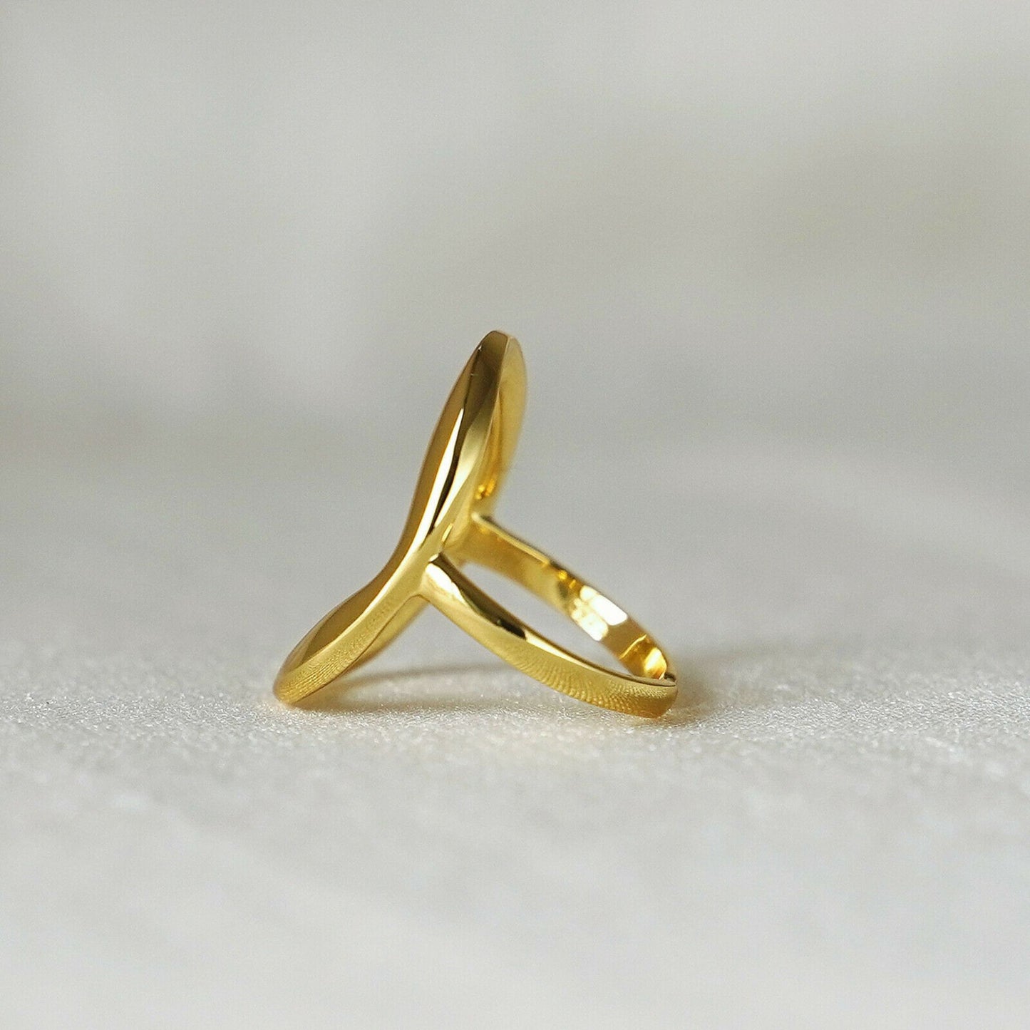 Gold on sterling silver rings chunky Shiny Bent oval shape cove ring - sugarkittenlondon