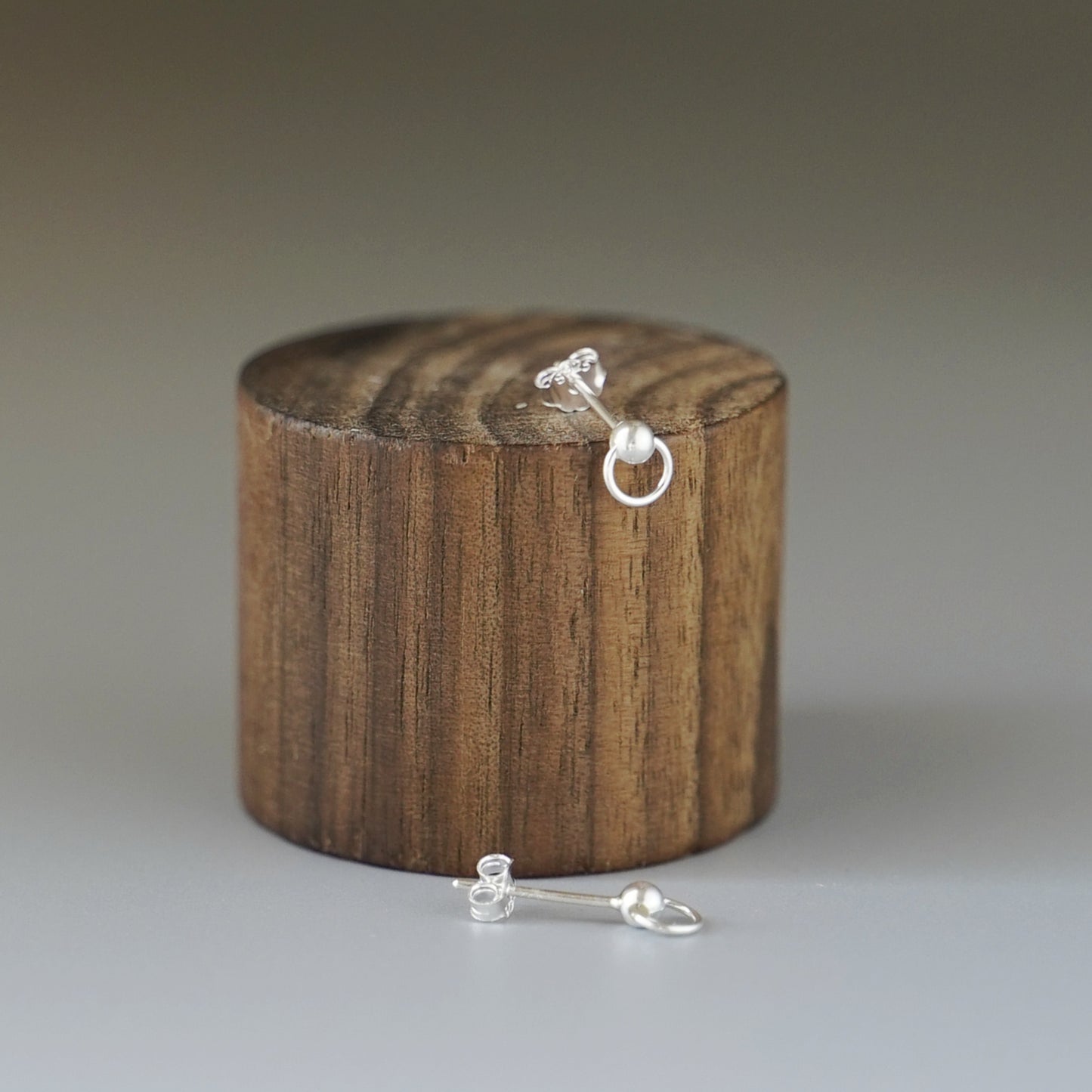 Sterling Silver Disc Earrings with Bead Ball and Circle Design