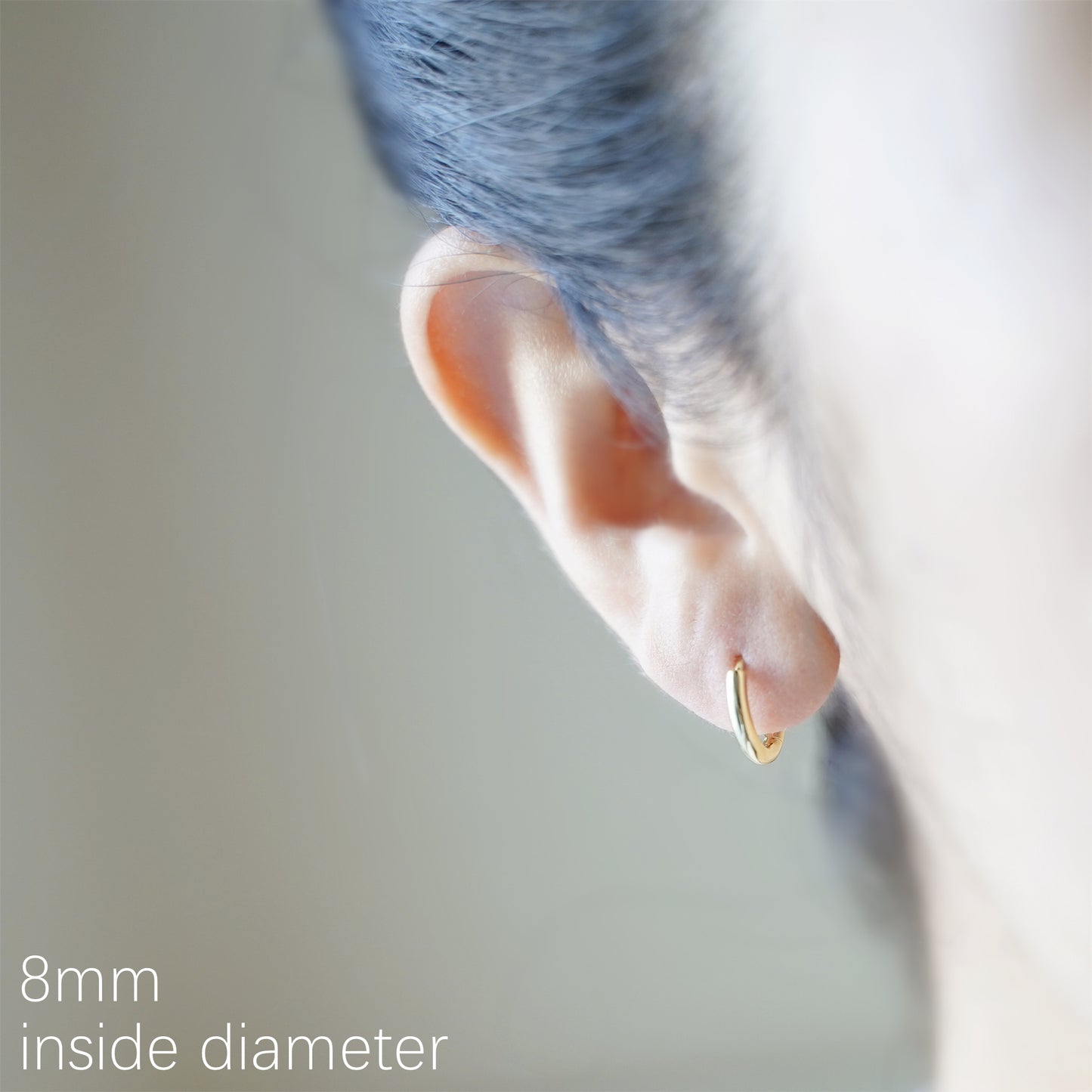 3-Tone Sterling Silver 2mm Band Huggie Sleeper Hoop Earrings (8-14mm Hoops)
