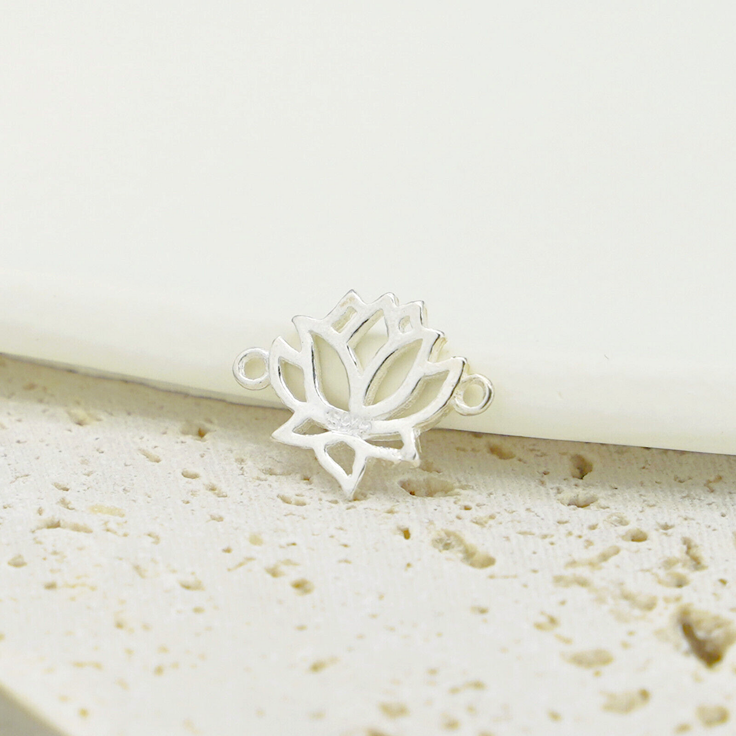 Sterling Silver Lotus Flower Yoga Zen Namaste Jewellery Connector Pendant Charm