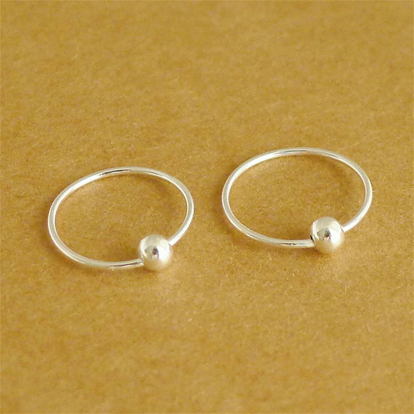 925 Sterling Silver fine 999 Bead Ball Nose Hoop Earrings for Unisex, Hypoallergenic, 6-12mm