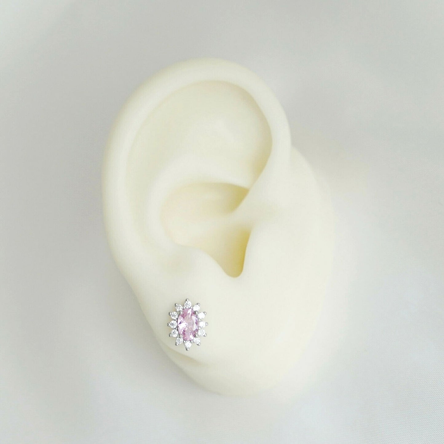 925 Sterling Silver Pink Cubic Zirconia Earrings Valentines Day Gift for Her - sugarkittenlondon
