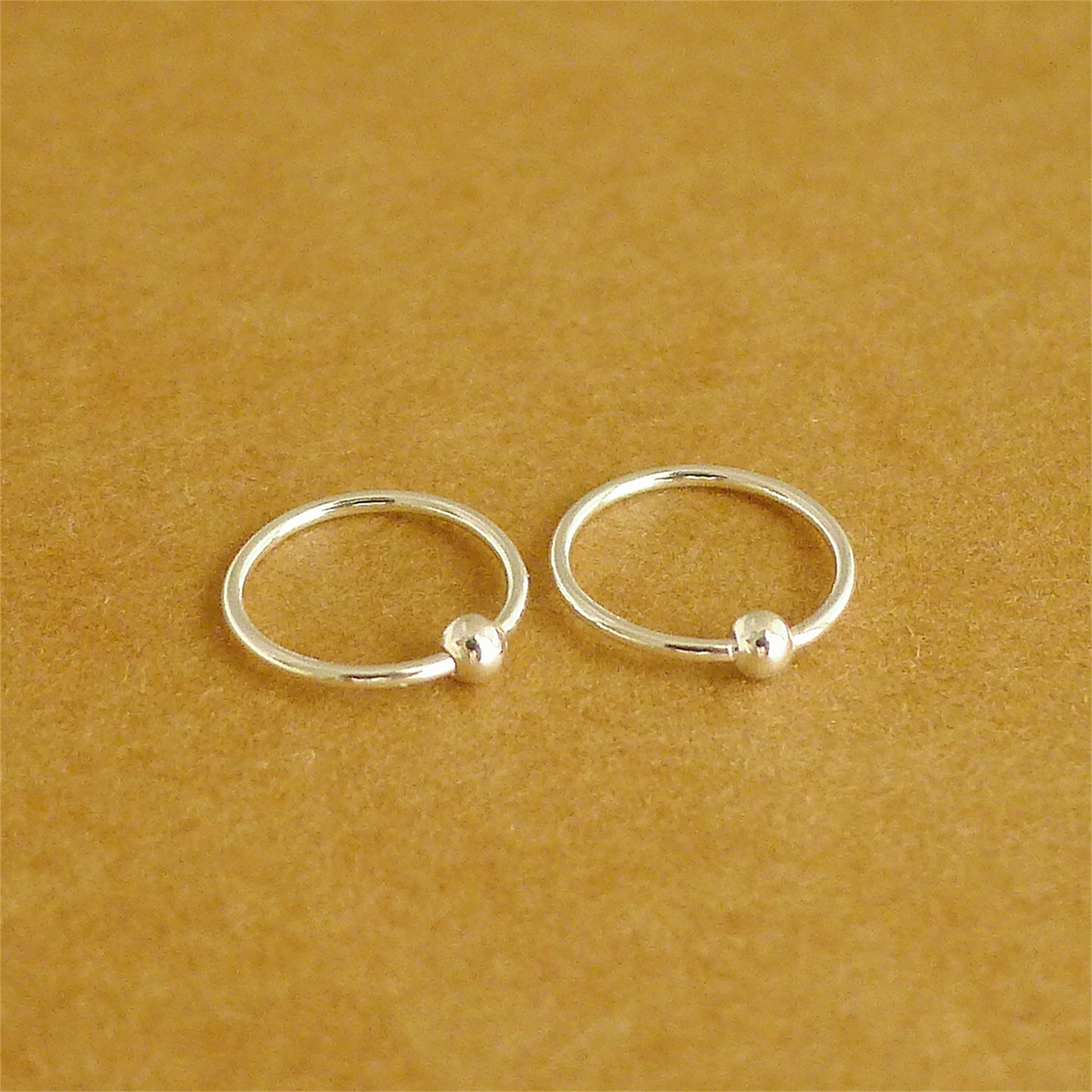 925 Sterling Silver fine 999 Bead Ball Nose Hoop Earrings for Unisex, Hypoallergenic, 6-12mm