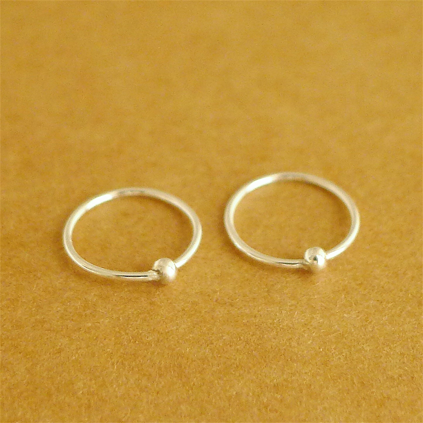 925 Sterling Silver fine 999 Bead Ball Nose Hoop Earrings for Unisex, Hypoallergenic, 6-12mm