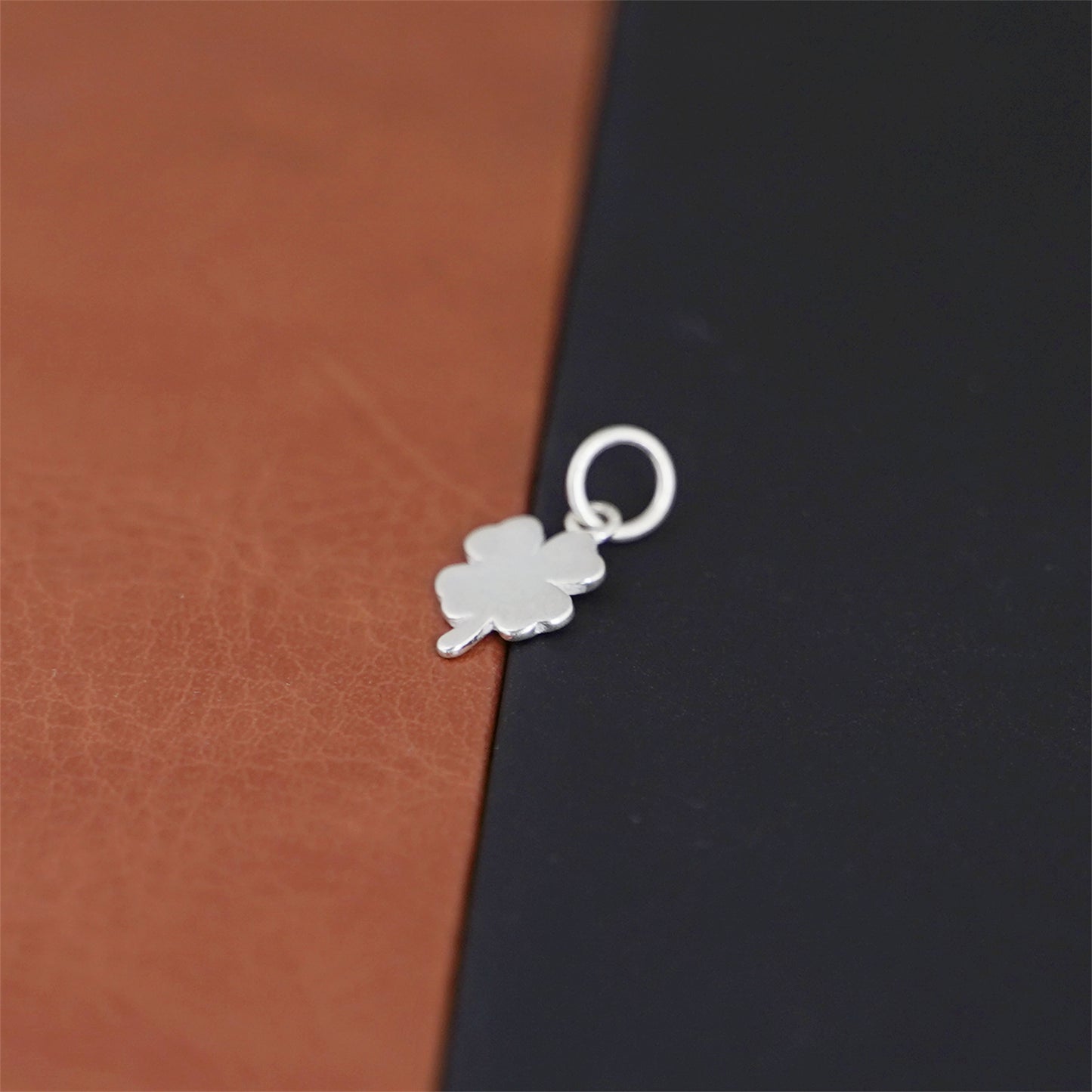 Sterling Silver Solid Lucky Four Leaf Clover Shamrock Pendant - sugarkittenlondon