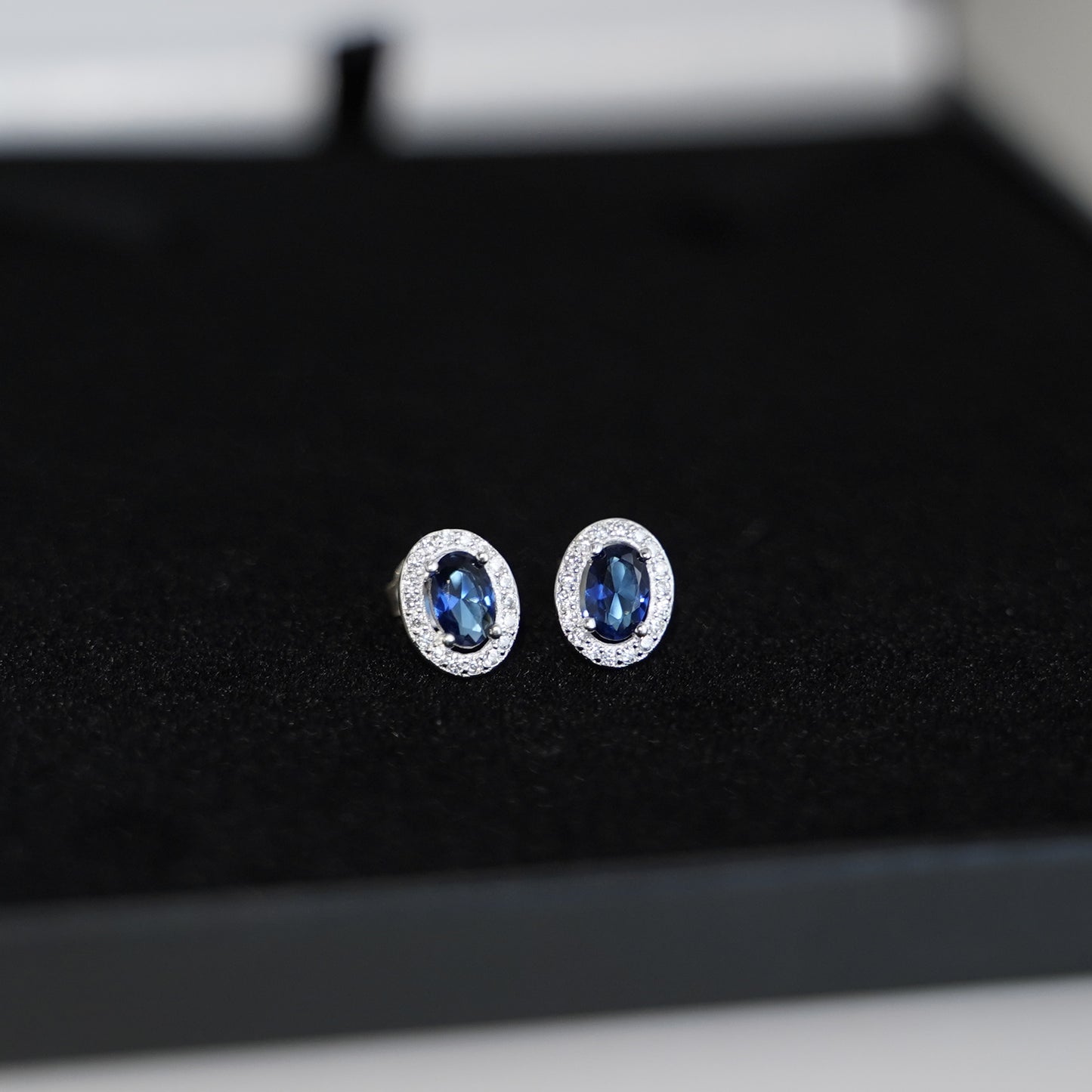 Sterling Silver Halo Earrings Blue Sapphire Red Ruby Light Blue Aquamarine Colour CZ Studs