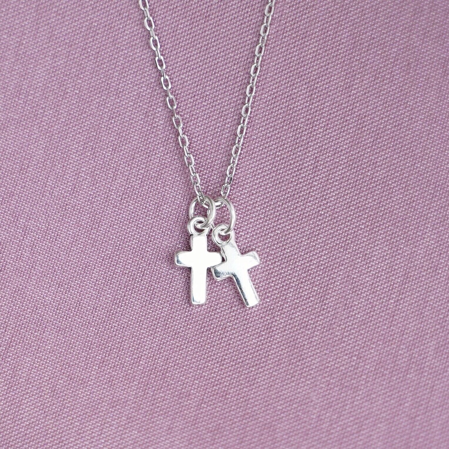 2 Sterling Silver Mini Plain Simple Cross Charms Jewellery Boxed - sugarkittenlondon