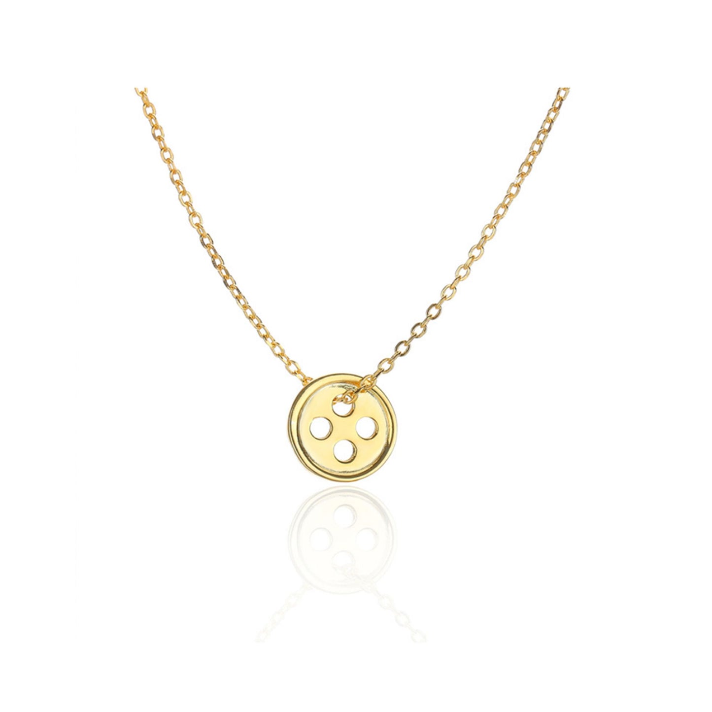 Sterling Silver Cute as a Button Sewing Button Disc Dot Necklace 3 Tones - sugarkittenlondon