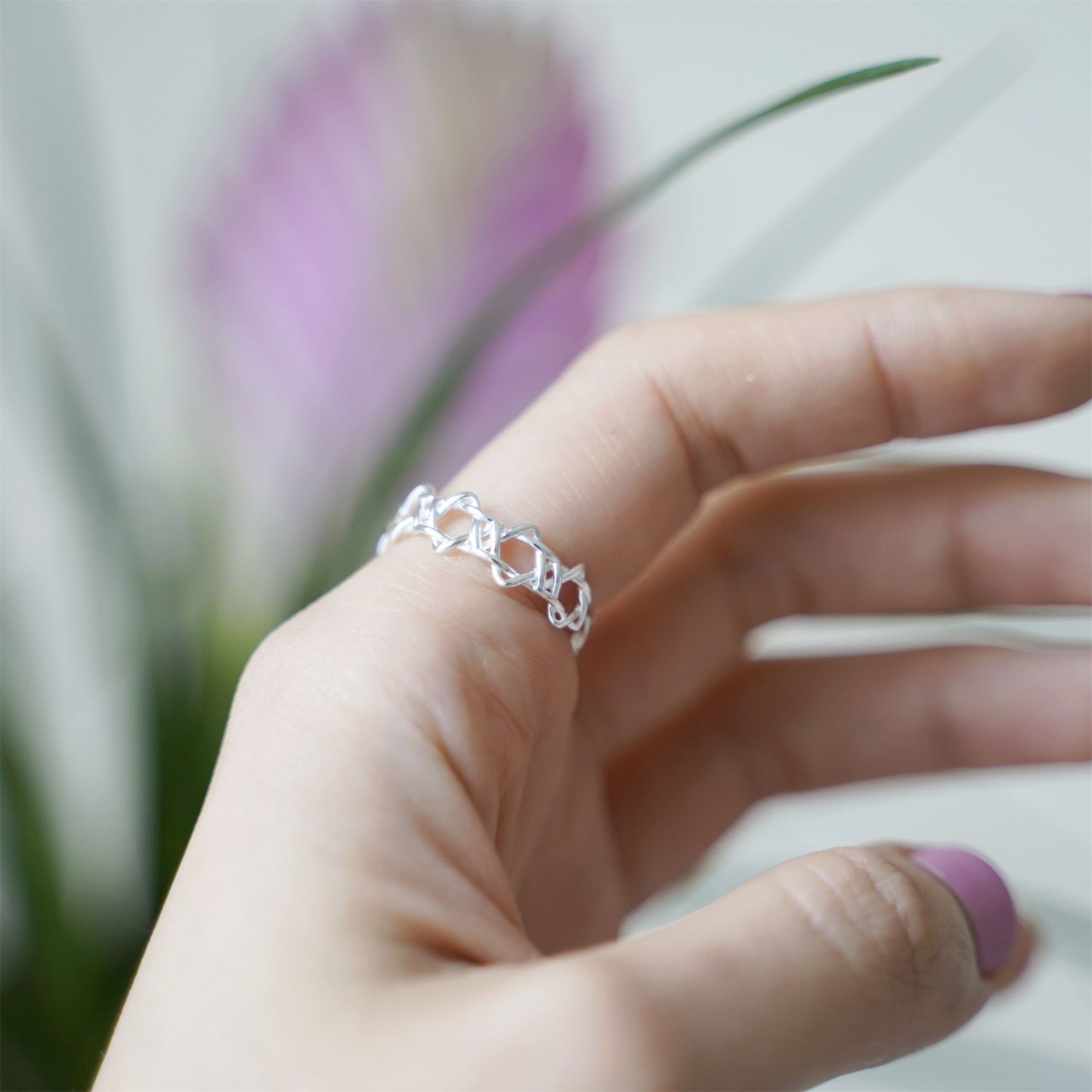 Sterling Silver Linked Hollow Star of David Hex Stars Open Band Ring 2 Tones - sugarkittenlondon