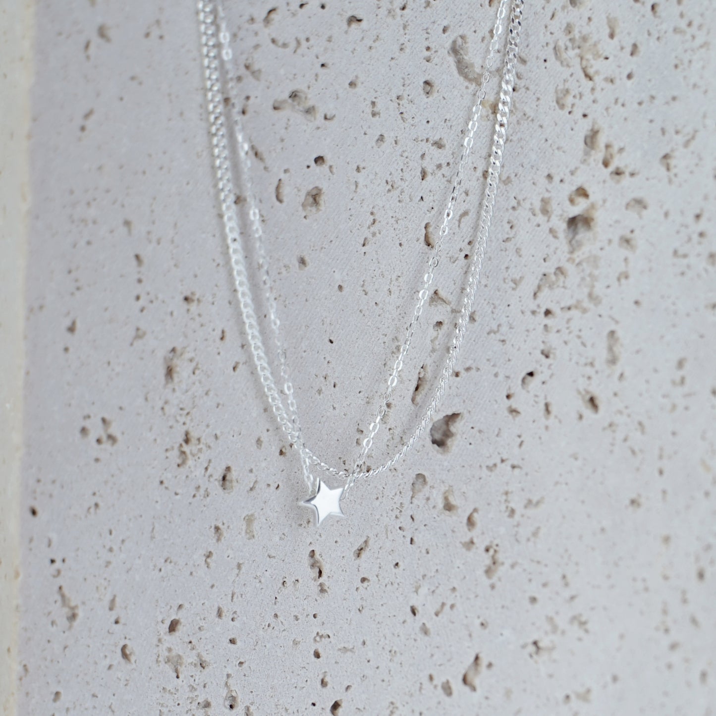 2 Layer Sterling Silver Curb Belcher Chain Anklet with Star Charms - 19cm + 3cm