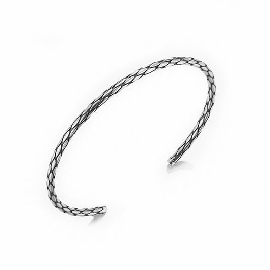 Sterling Silver Small Wrist Solid Snake Knot Cuff Bangle 15cm Band 5.1g - sugarkittenlondon