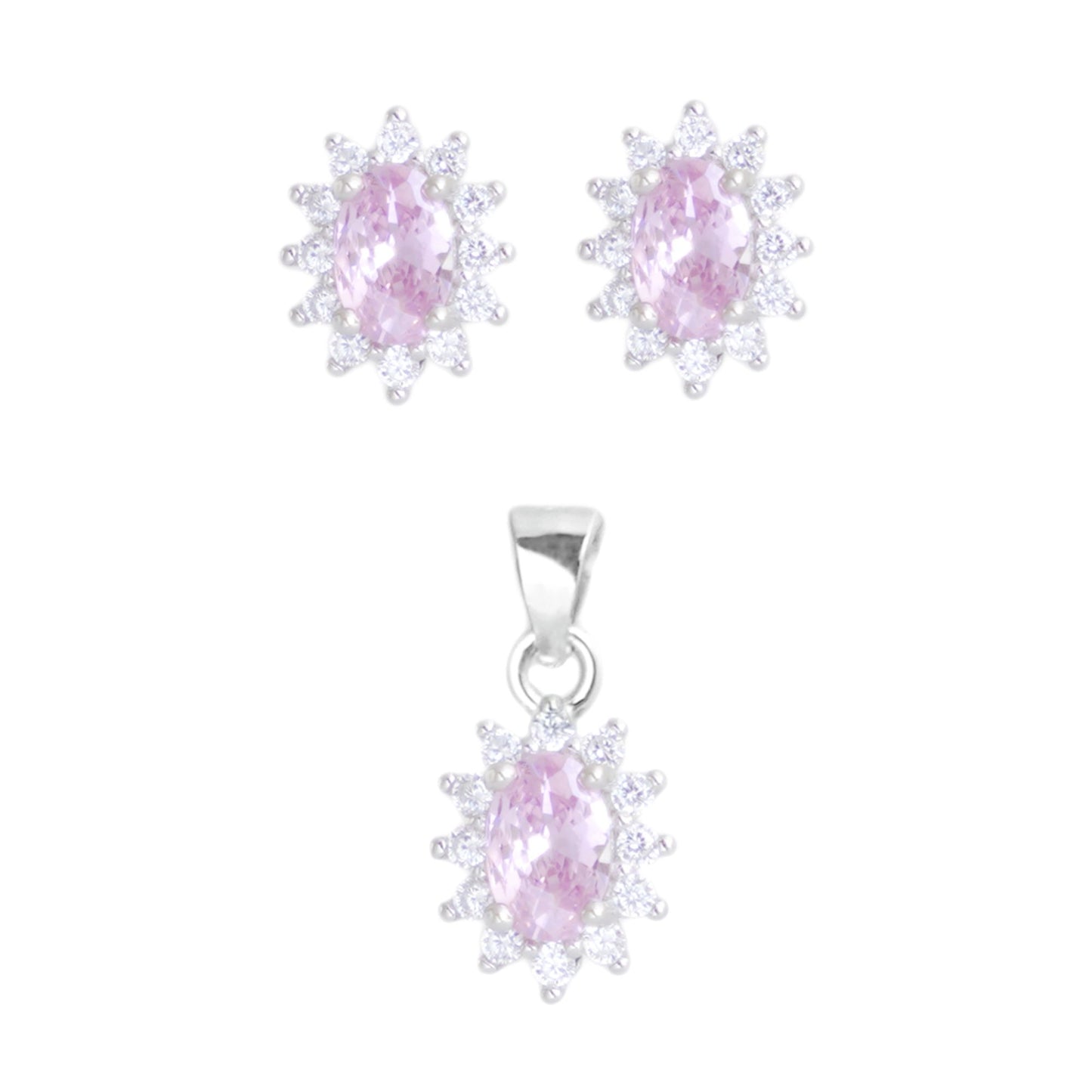 925 Sterling Silver Pink Cubic Zirconia Earrings Valentines Day Gift for Her - sugarkittenlondon