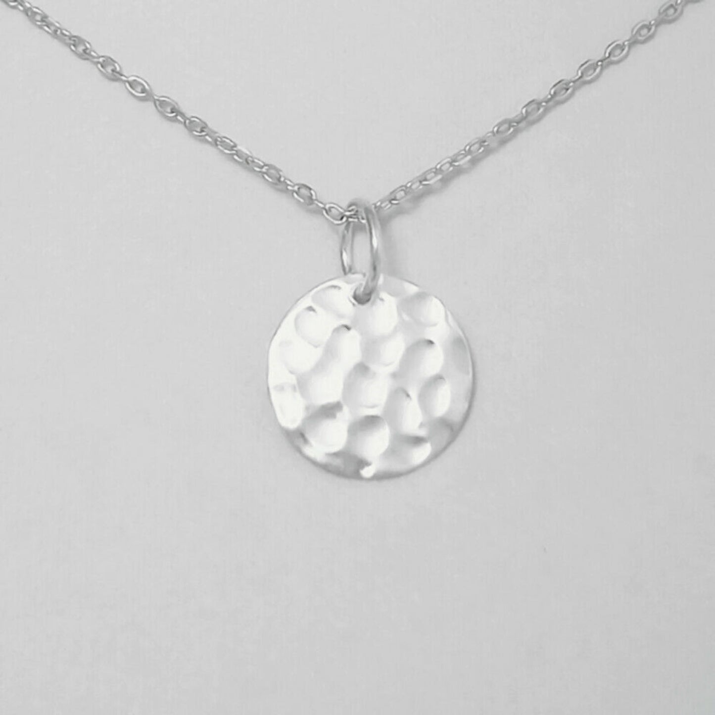 Sterling Silver Disc Hammered Dot Embossed Necklace Bracelet Pendant 12mm - sugarkittenlondon