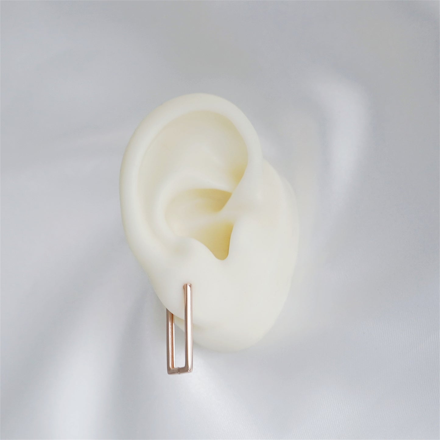Rose Gold Plated on Sterling Silver Square Huggie Hoop Drop Earrings