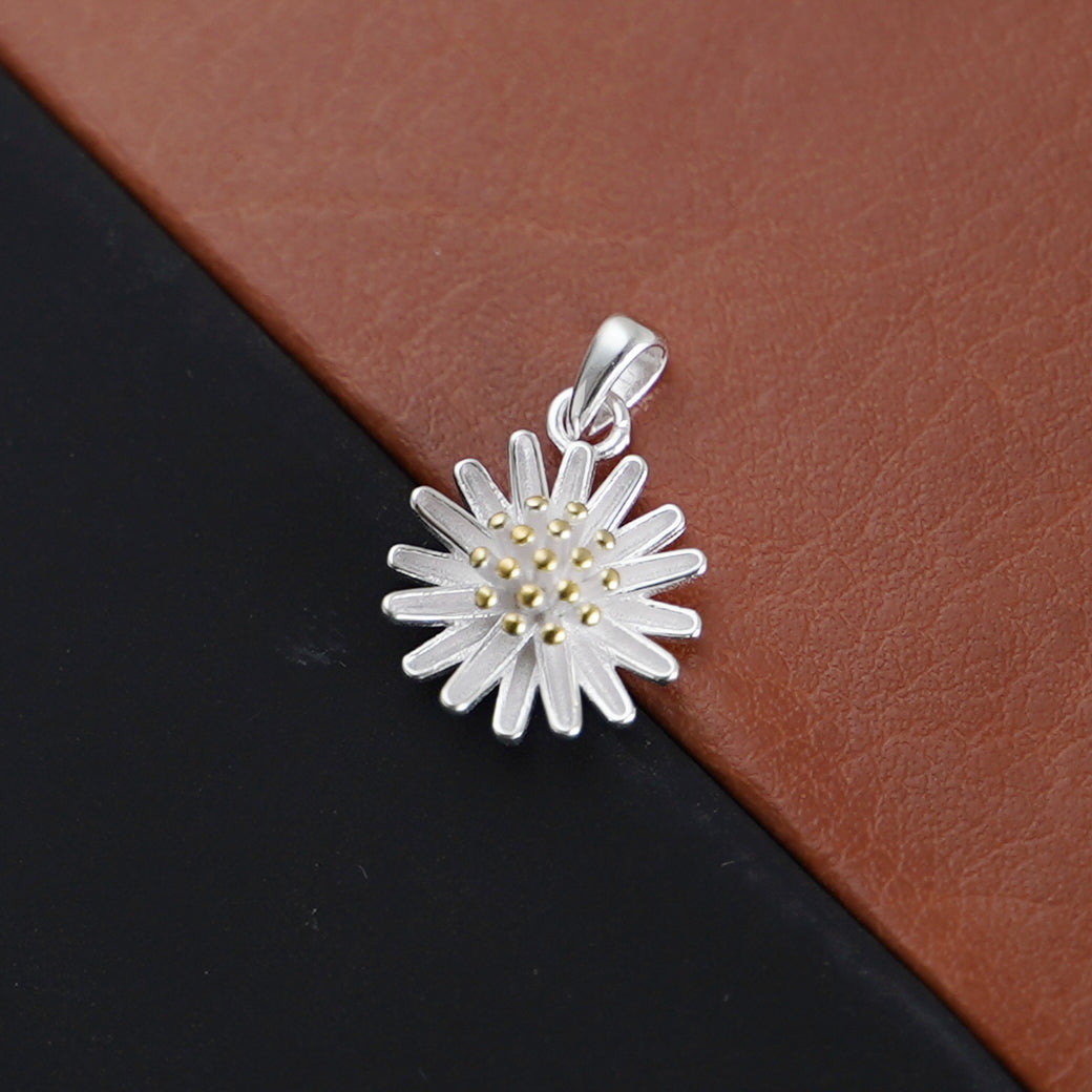 Sterling Silver 12.5mm Daisy Sun Flower Pendant Necklace - sugarkittenlondon