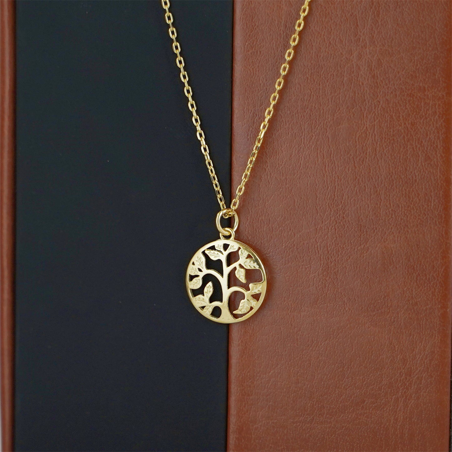 Sterling Silver Dome Circle Disc Tree of Life Family Tree Necklace 2 Tones - sugarkittenlondon