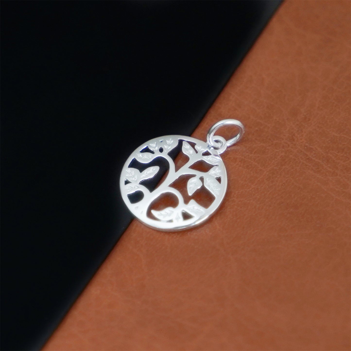 Sterling Silver Dome Circle Disc Tree of Life Family Tree Necklace 2 Tones - sugarkittenlondon