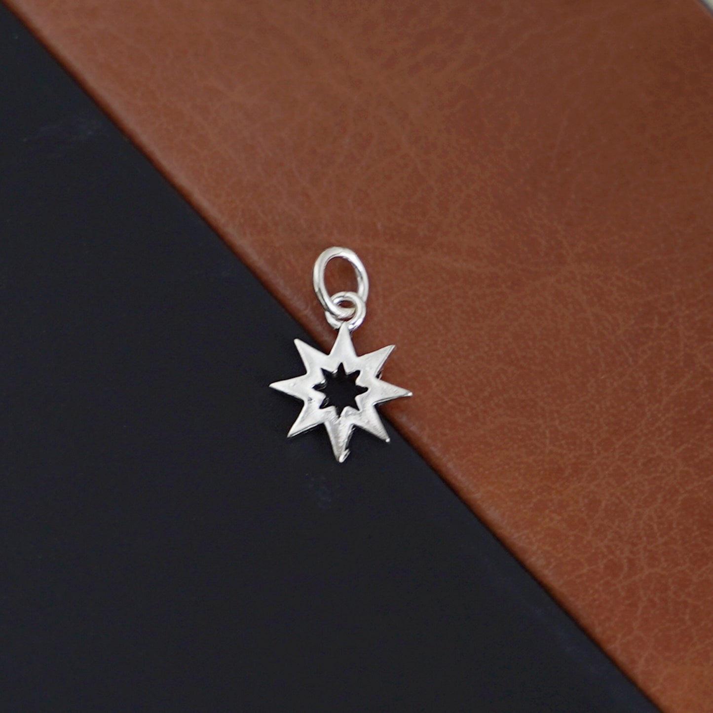 Sterling Silver Oxidized 8 Pointed Star Octagram Necklace Bracelet Pendant - sugarkittenlondon