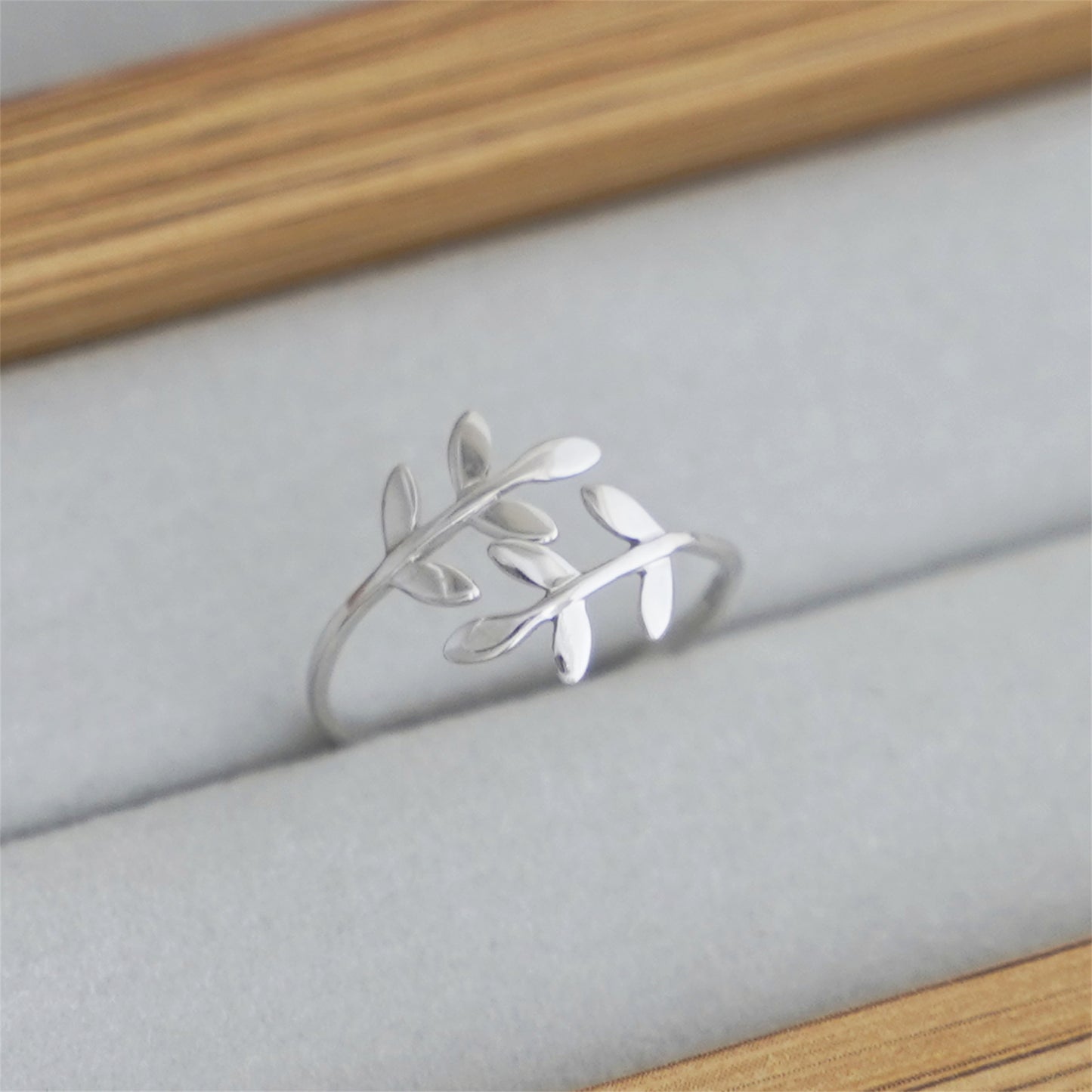 Sterling Silver Olive Leaf Laurel Wreath Roman Wrap Adjustable Ring - sugarkittenlondon