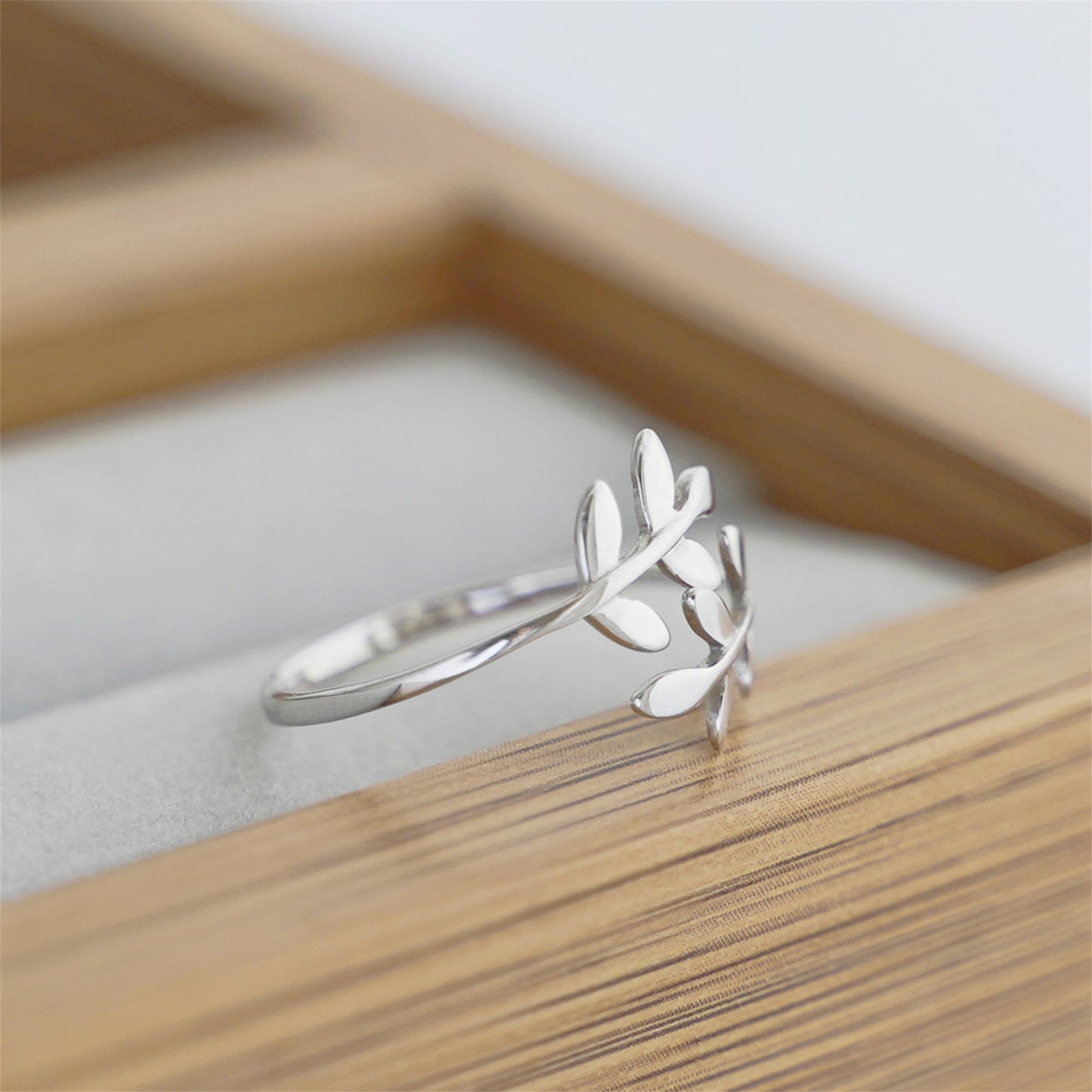 Sterling Silver Olive Leaf Laurel Wreath Roman Wrap Adjustable Ring - sugarkittenlondon
