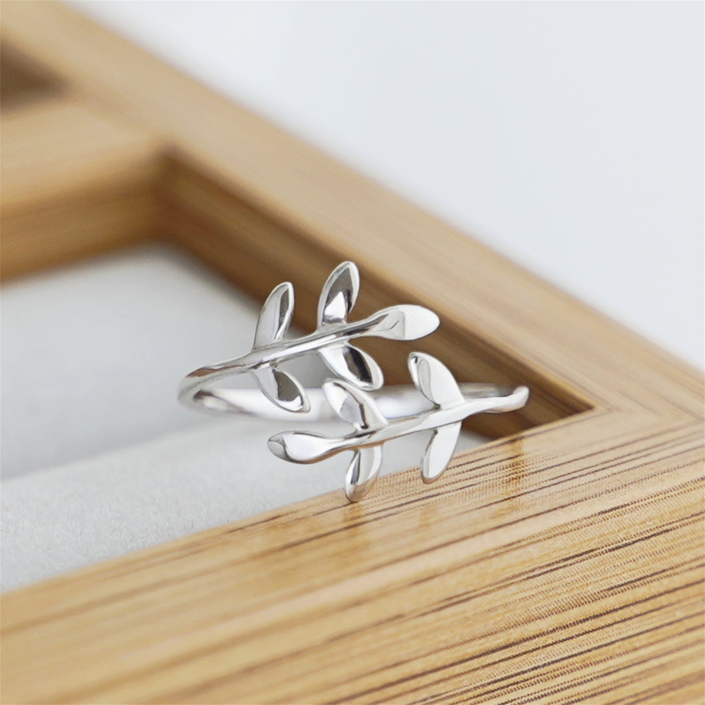 Sterling Silver Olive Leaf Laurel Wreath Roman Wrap Adjustable Ring - sugarkittenlondon