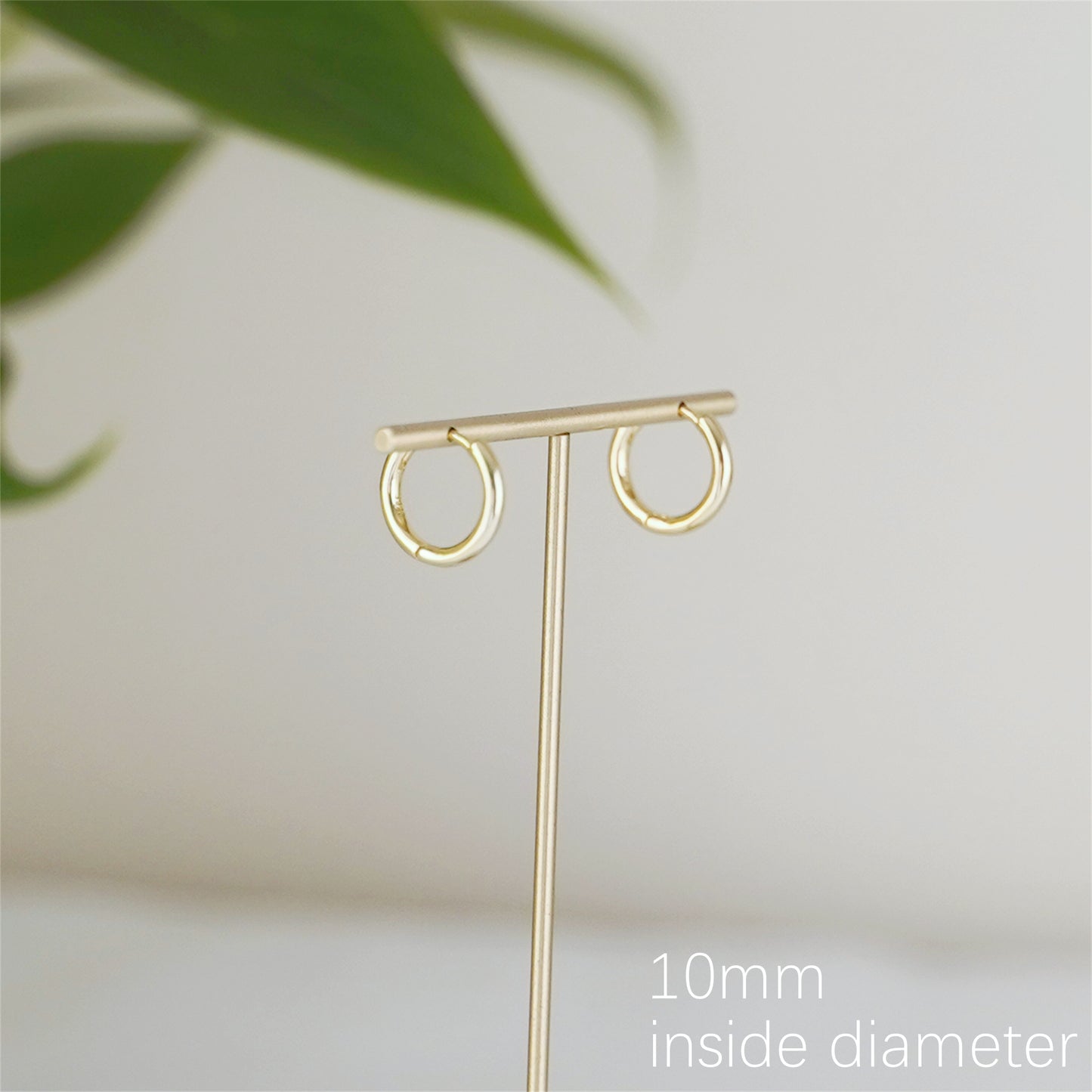 3-Tone Sterling Silver 2mm Band Huggie Sleeper Hoop Earrings (8-14mm Hoops)