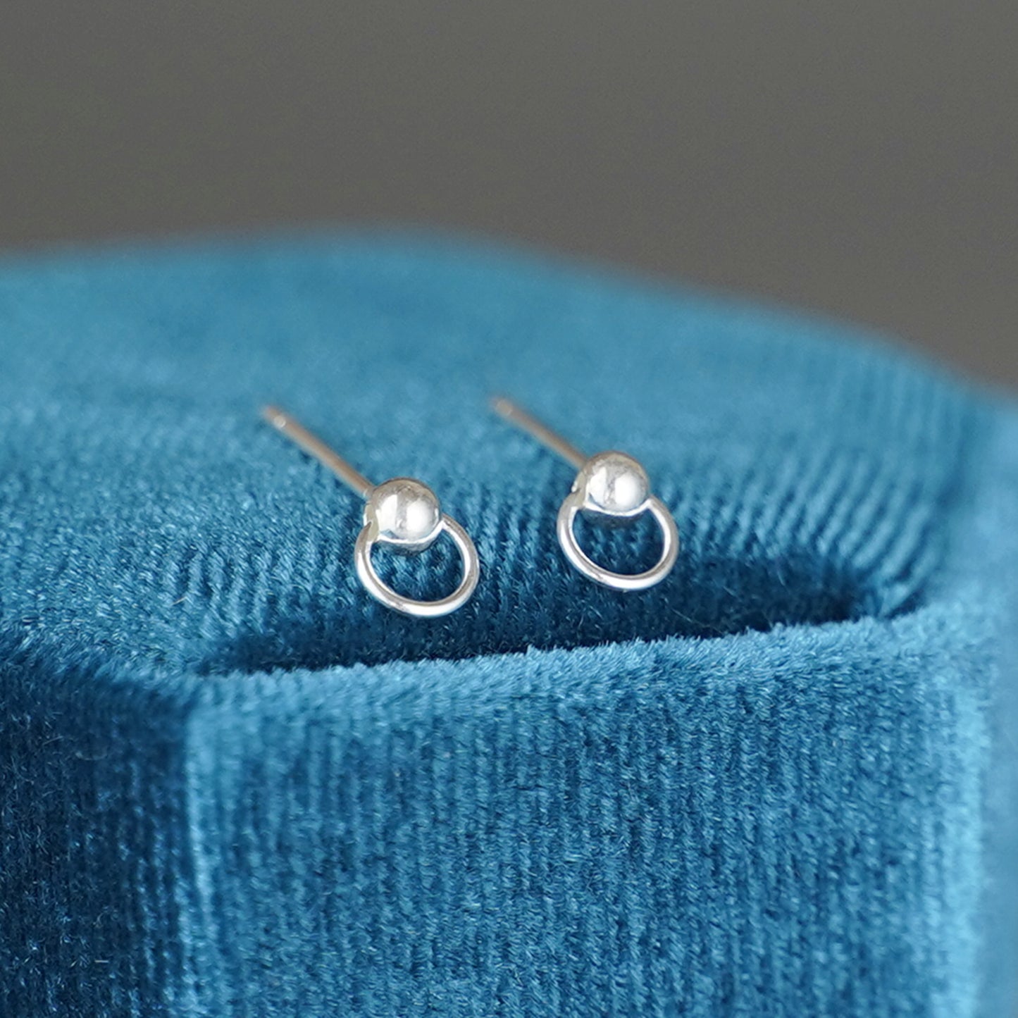 Sterling Silver Disc Earrings with Bead Ball and Circle Design