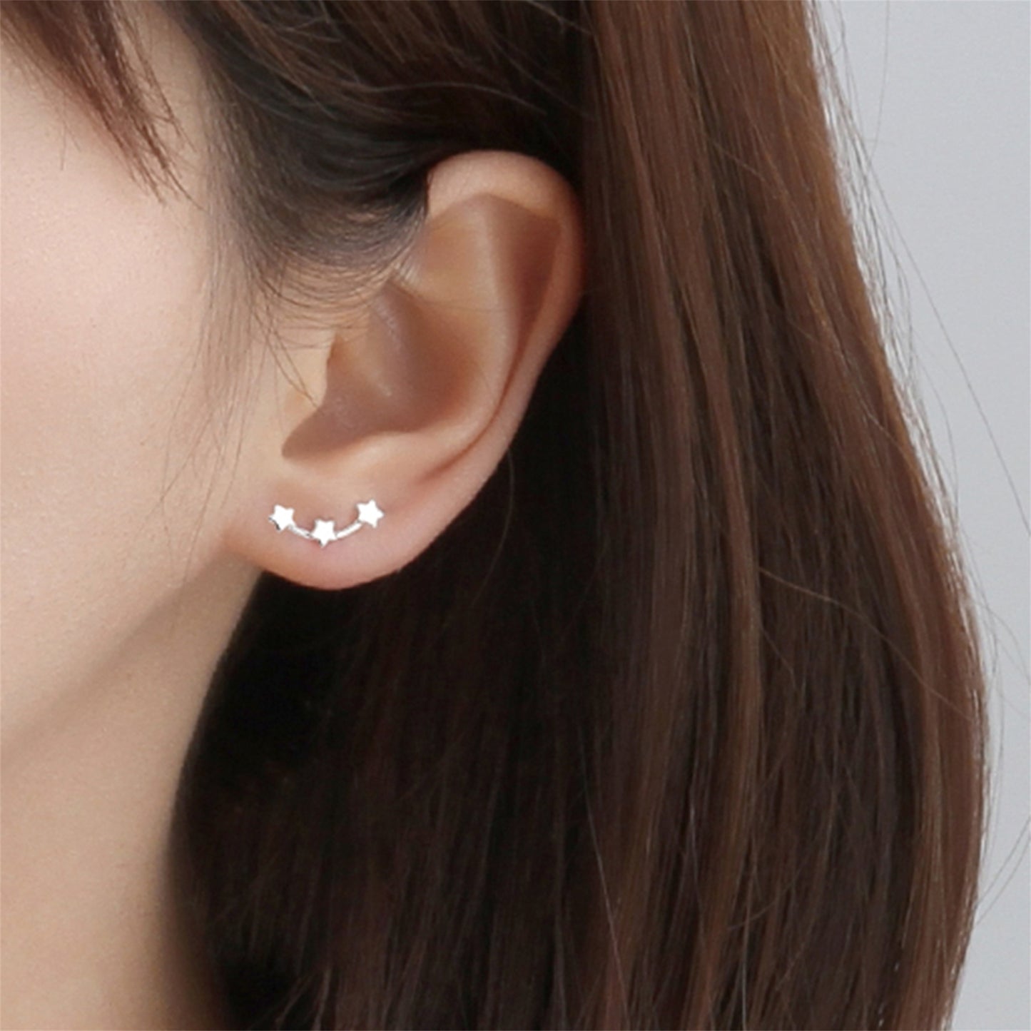 925 Sterling Silver Trinity Star Stud Earrings Tiny, Simple, and Elegant