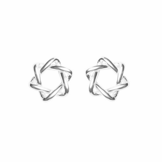 Fine Silver 6mm Six Pointed Star of David Hex Stud Earrings