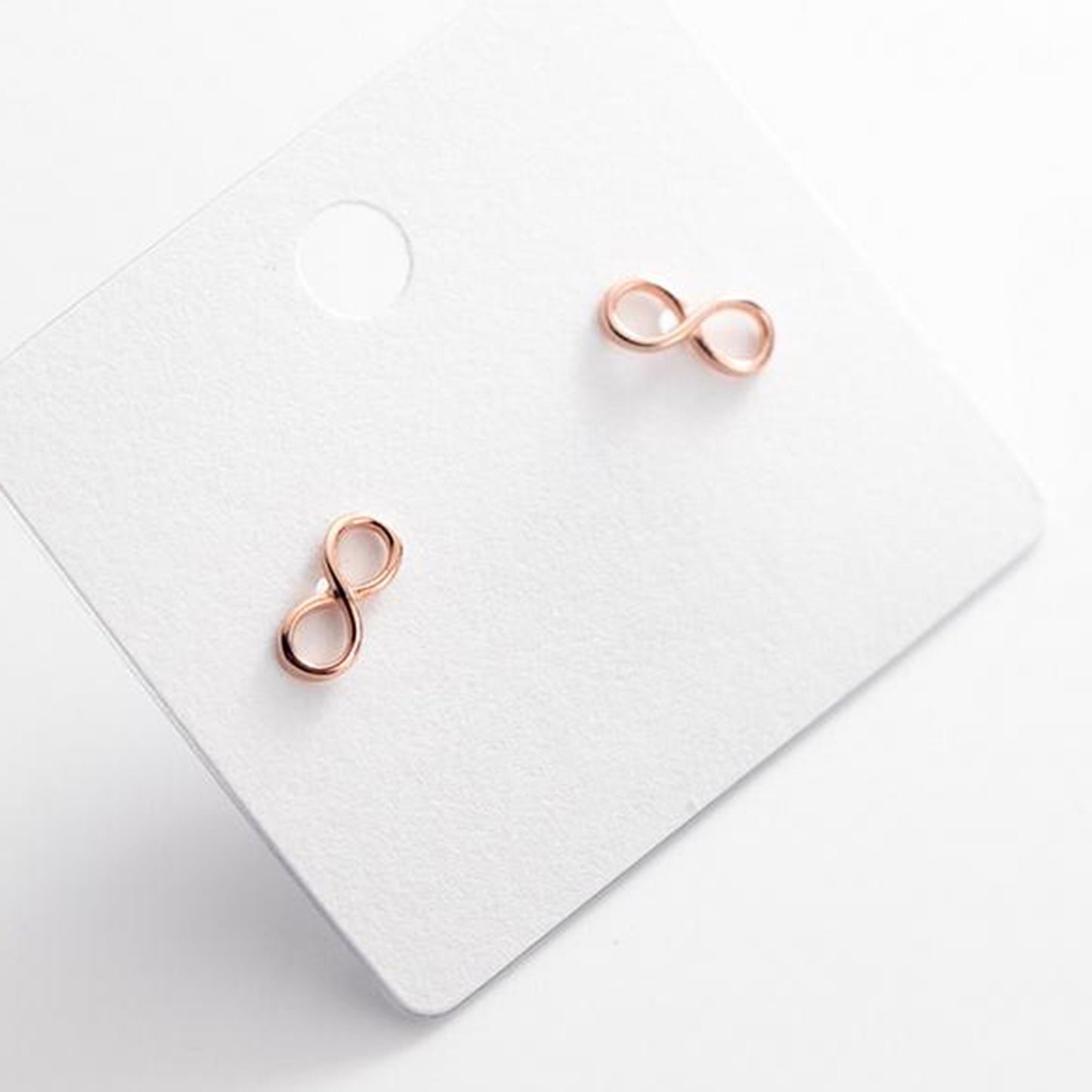 Sterling Silver Small Plain Shine Infinity Infinite Love Knot Stud Earrings 2 Tones