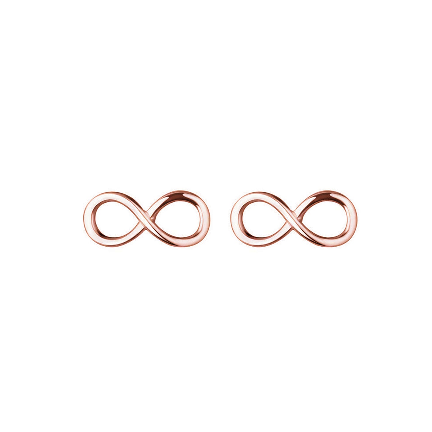 Sterling Silver Small Plain Shine Infinity Infinite Love Knot Stud Earrings 2 Tones