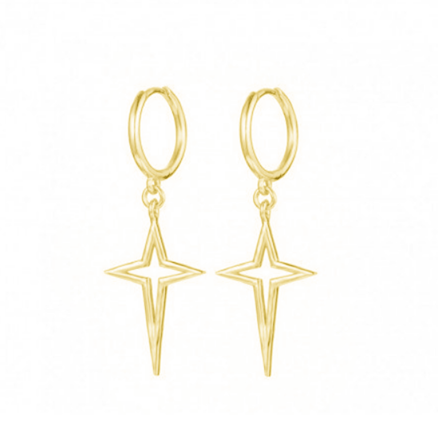 Sterling Silver Sleeper Hoop Earrings with Cross Drop Charm in 2 Tones
