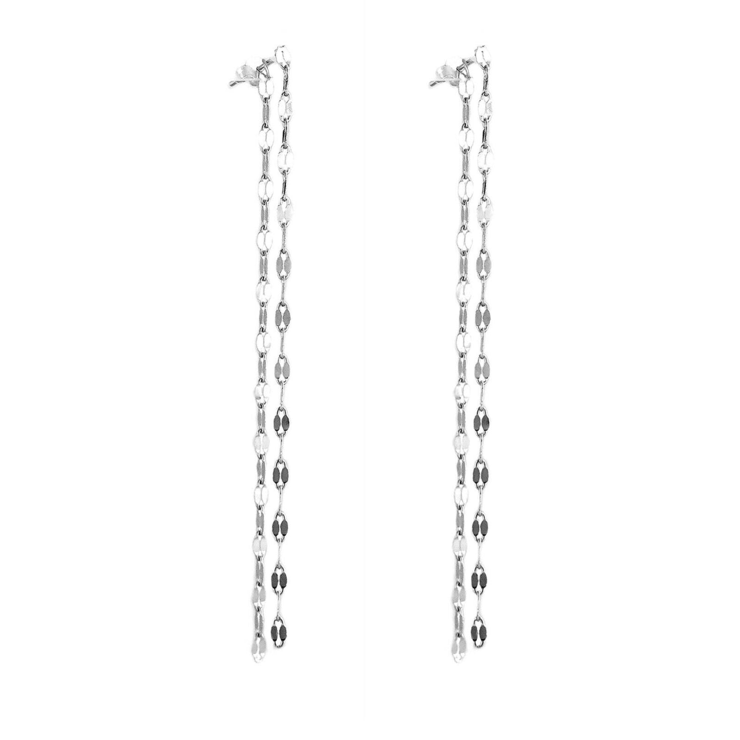 Sterling Silver Double Light Bonded Chain Drop Dangle Earrings - sugarkittenlondon