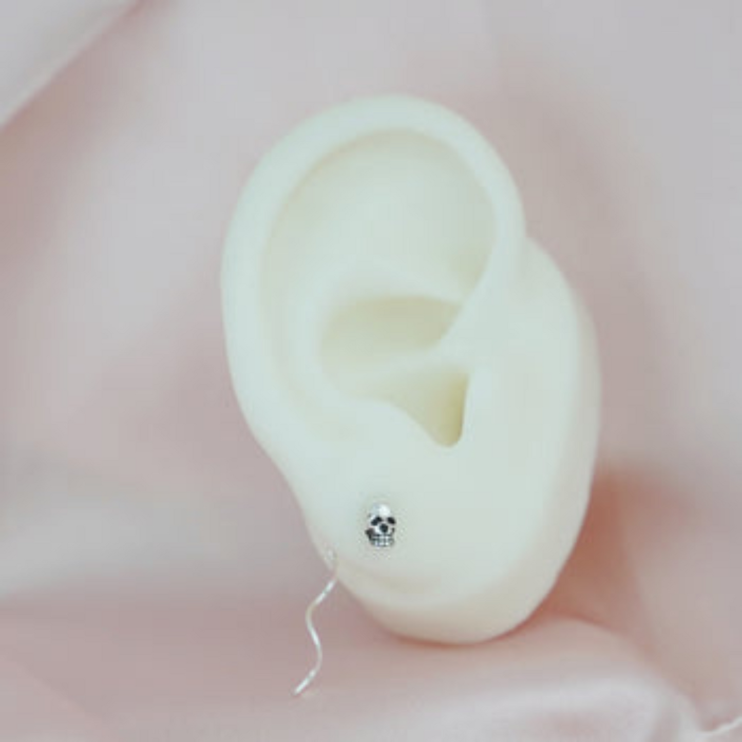 Sterling Silver Baby Skull Punk Gothic Pull Through Threader Dangle Earrings - sugarkittenlondon