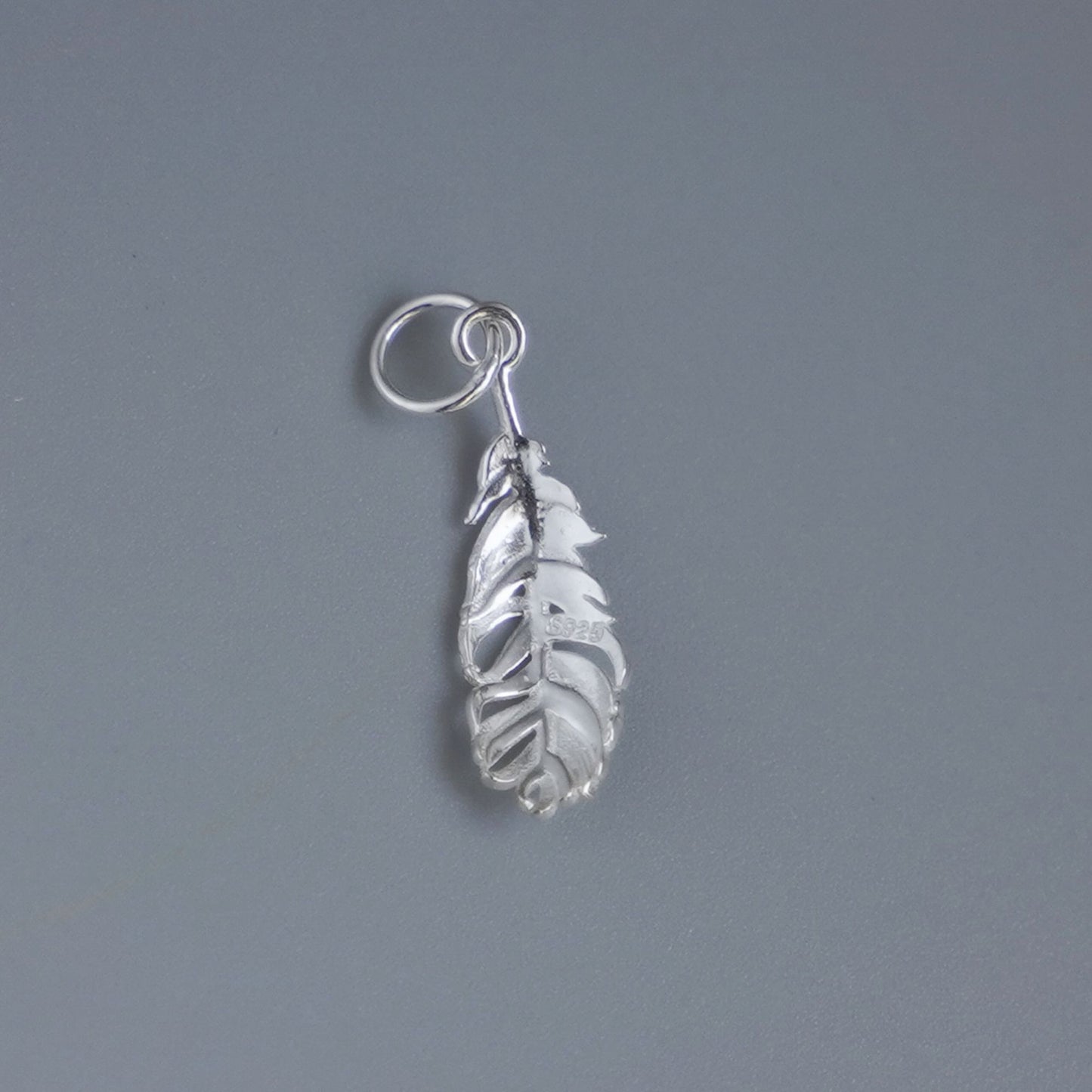 Sterling Silver Feather Leaf Charm Pendant for necklace & earrings - sugarkittenlondon
