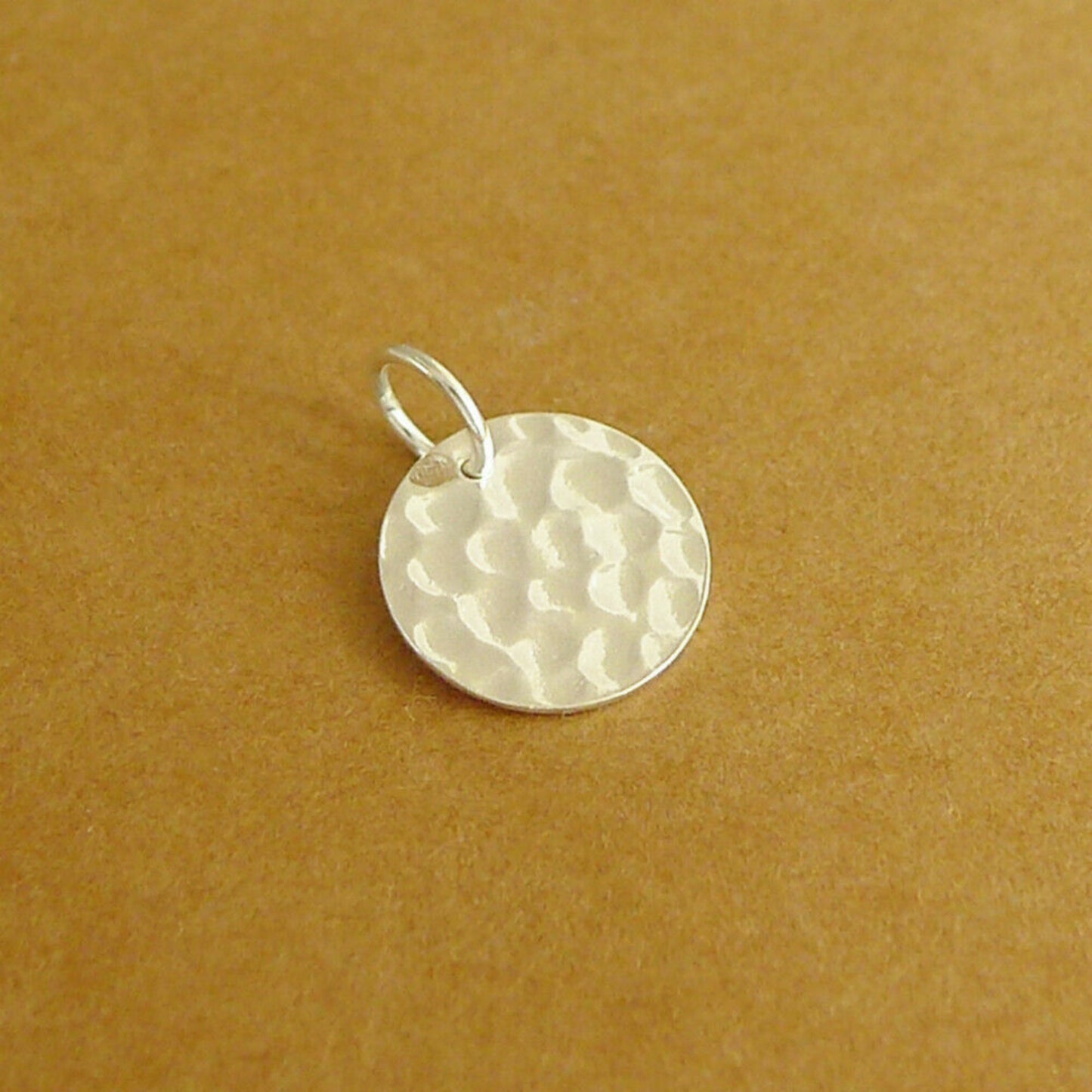 Sterling Silver Disc Hammered Dot Embossed Necklace Bracelet Pendant 12mm - sugarkittenlondon