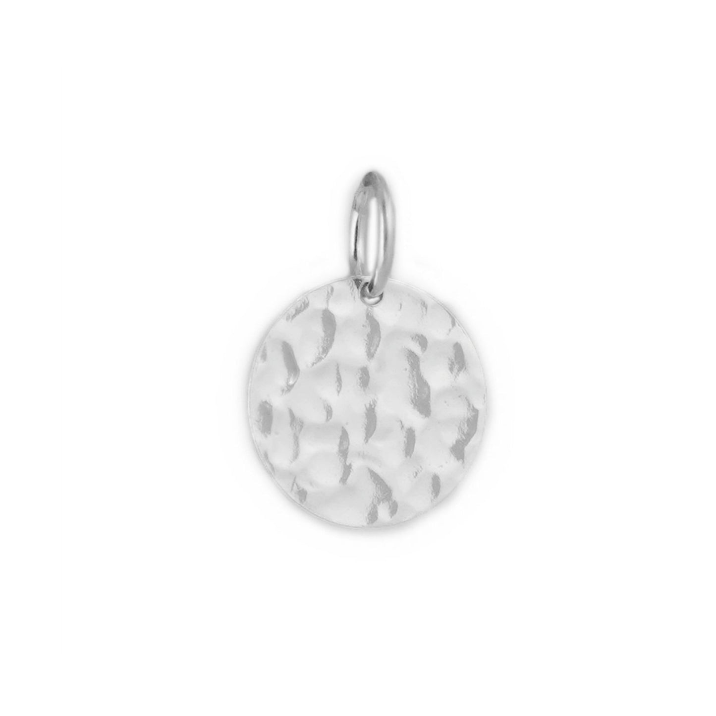 Sterling Silver Disc Hammered Dot Embossed Necklace Bracelet Pendant 12mm - sugarkittenlondon
