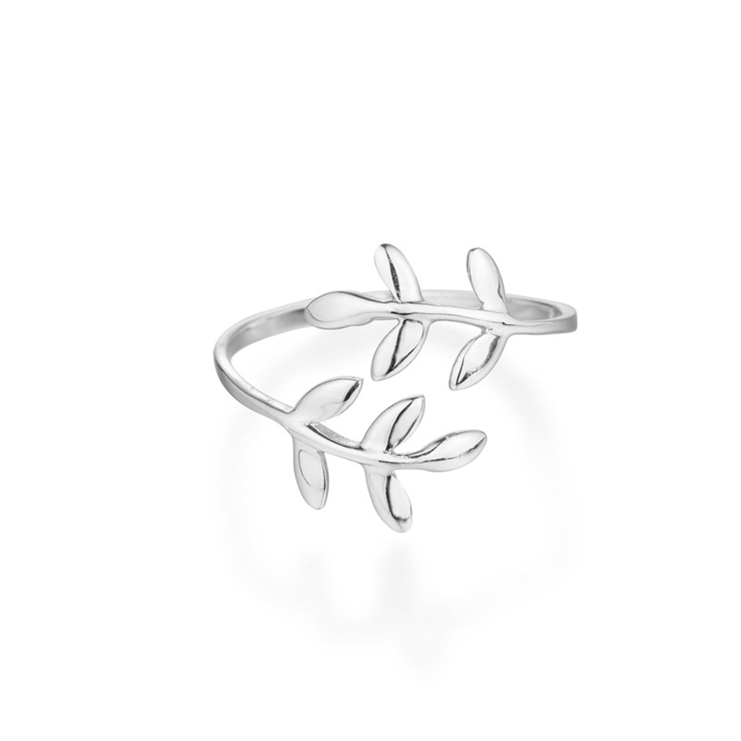 Sterling Silver Olive Leaf Laurel Wreath Roman Wrap Adjustable Ring - sugarkittenlondon