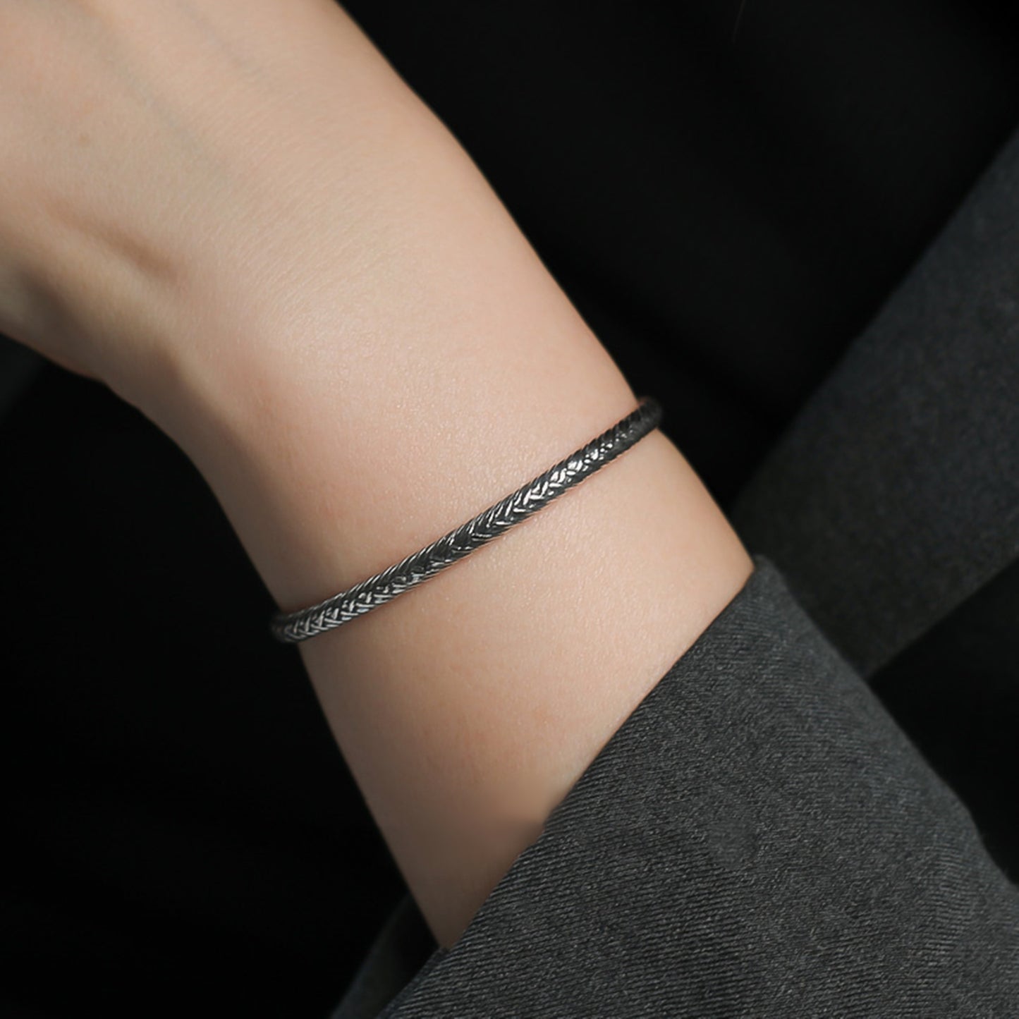 Sterling Silver Twisted Rope Torque Cuff Bangle Bracelet Full UK Hallmark - sugarkittenlondon