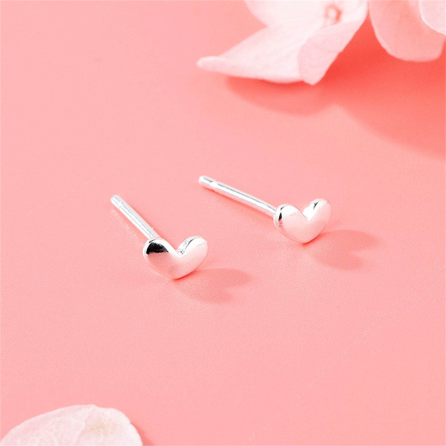 Sterling Silver Mini Plain 3mm x 5mm Love Heart Bead Stud Earrings Boxed - sugarkittenlondon