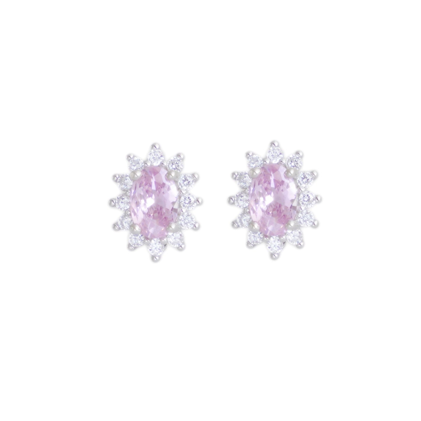 925 Sterling Silver Pink Cubic Zirconia Earrings Valentines Day Gift for Her - sugarkittenlondon