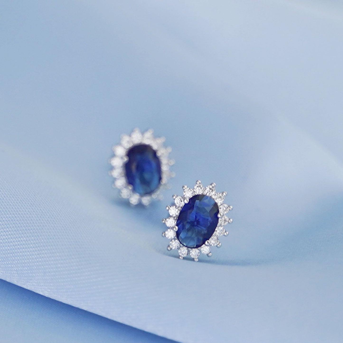 Sterling Silver is Gift for Her Unique Unheated Blue Sapphire Cubic Zirconia Earrings - sugarkittenlondon