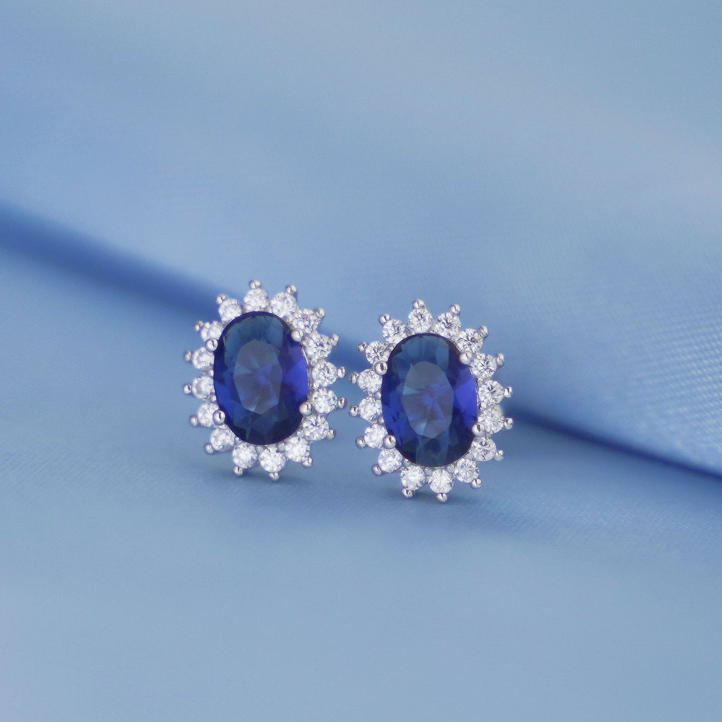 Sterling Silver is Gift for Her Unique Unheated Blue Sapphire Cubic Zirconia Earrings - sugarkittenlondon