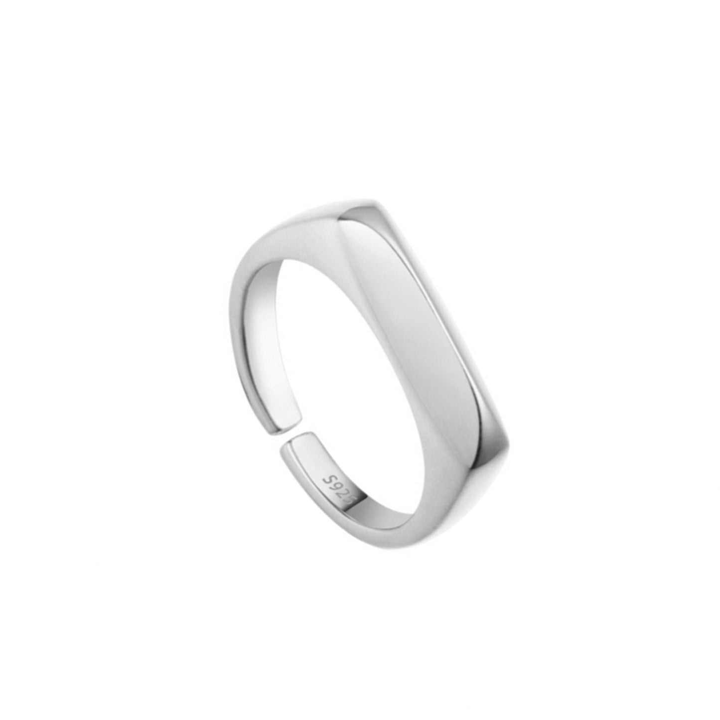 Sterling Silver Polished Plain Pointy Square Unisex Signet Open Band Ring - sugarkittenlondon