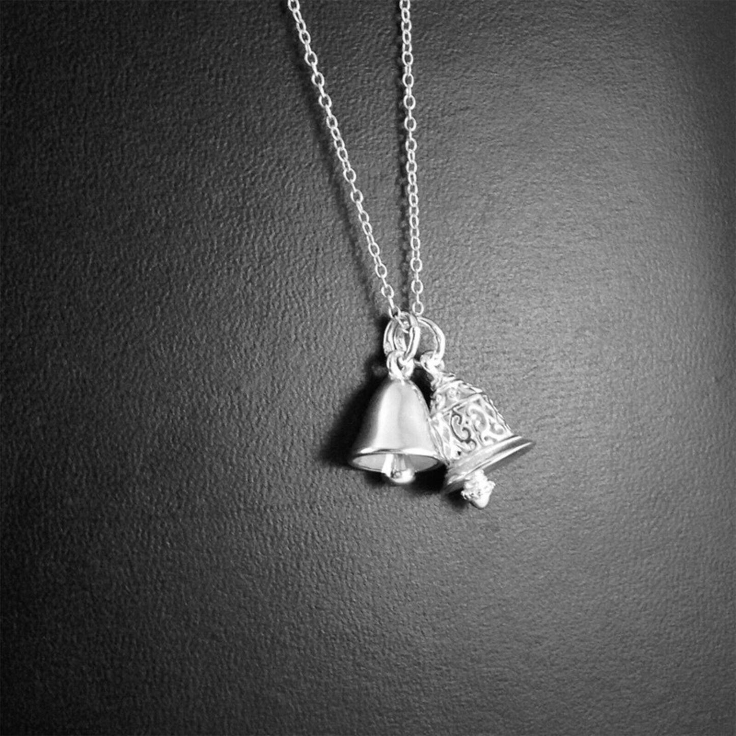 Sterling Silver 3D Jingle Bell Hollow & Solid Bell Pendant Charm